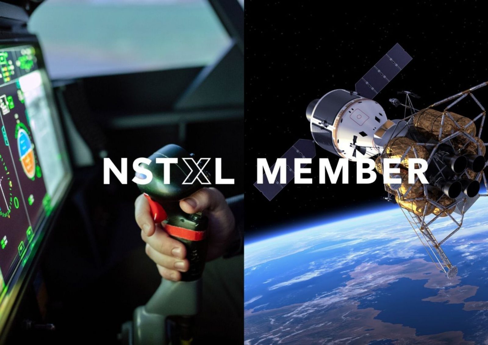 NSTXL (National Security Technology Accelerator) over space images.